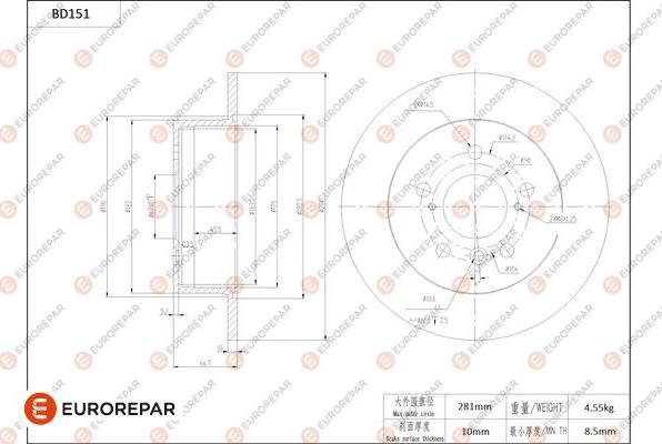 EUROREPAR 1684259380 - Kočioni disk www.molydon.hr