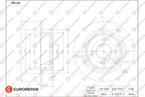 EUROREPAR 1684256080 - Kočioni disk www.molydon.hr