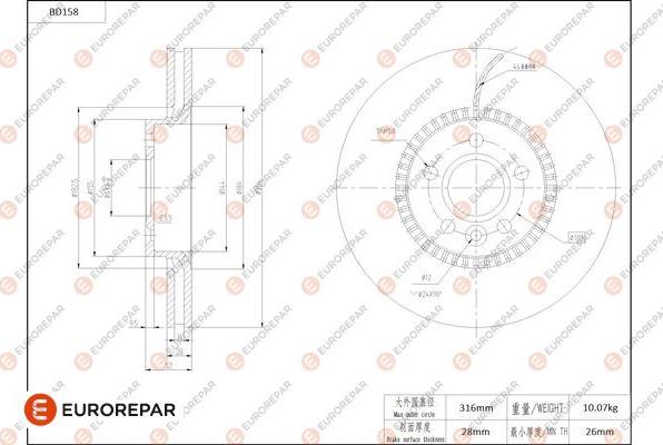 EUROREPAR 1684260080 - Kočioni disk www.molydon.hr