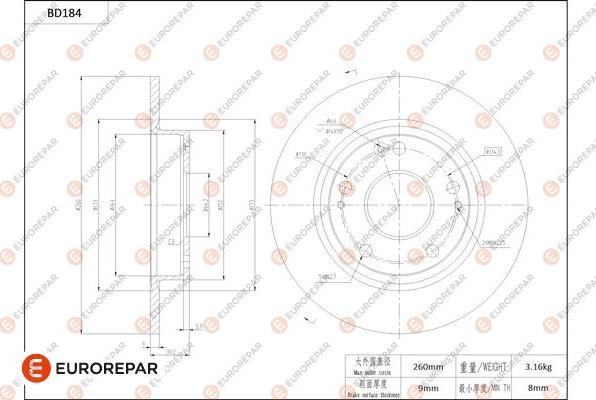 EUROREPAR 1684262680 - Kočioni disk www.molydon.hr