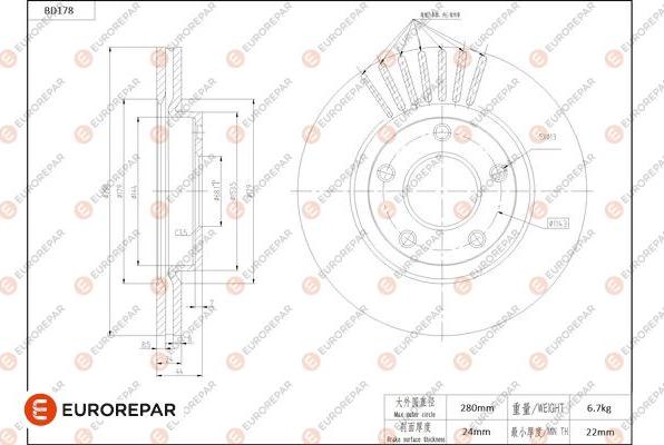 EUROREPAR 1684262080 - Kočioni disk www.molydon.hr