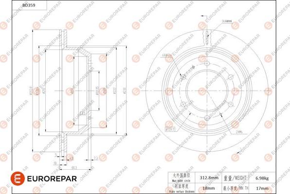 EUROREPAR 1684280180 - Kočioni disk www.molydon.hr