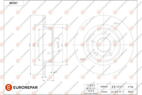 EUROREPAR 1684283980 - Kočioni disk www.molydon.hr