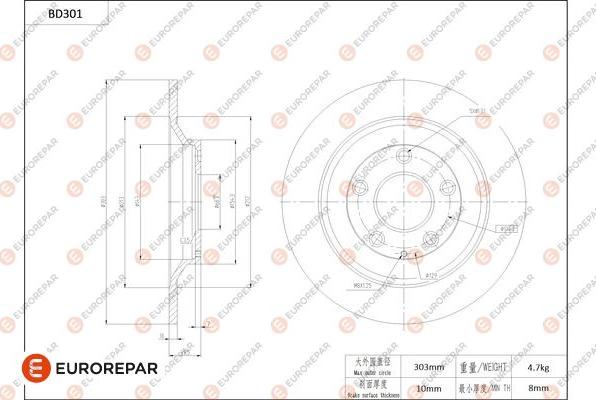 EUROREPAR 1684274380 - Kočioni disk www.molydon.hr