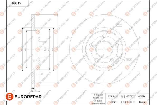 EUROREPAR 1684275780 - Kočioni disk www.molydon.hr