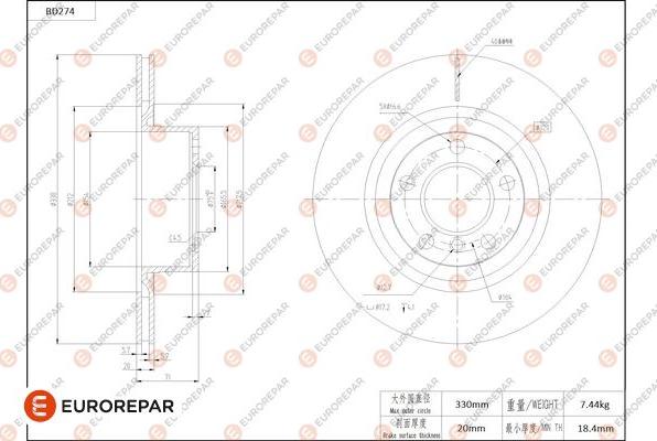 EUROREPAR 1684271680 - Kočioni disk www.molydon.hr