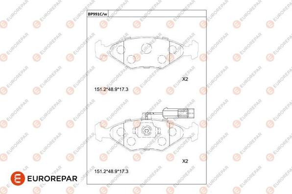 EUROREPAR 1681274580 - Komplet Pločica, disk-kočnica www.molydon.hr