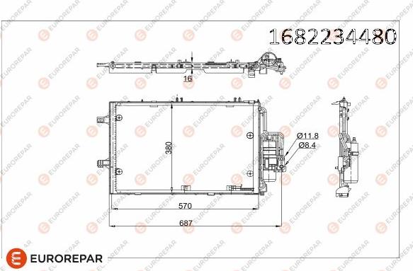 EUROREPAR 1682234480 - Kondenzator, klima-Uređaj www.molydon.hr