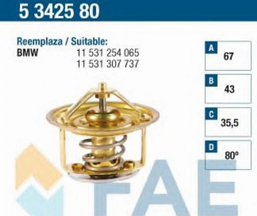 FAE 5342580 - Termostat, rashladna tekućinu www.molydon.hr