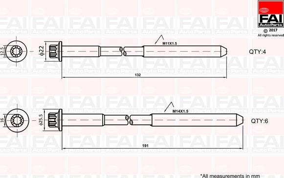 FAI AutoParts B1625 - Garnitura vijaka za pričvršćivanje glave cilindra www.molydon.hr