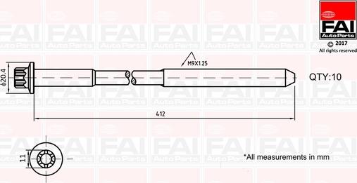 FAI AutoParts B292 - Garnitura vijaka za pričvršćivanje glave cilindra www.molydon.hr