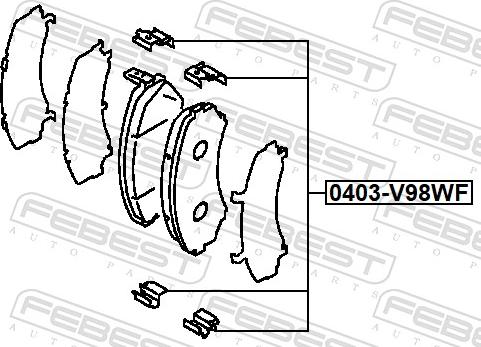 Febest 0403-V98WF - Komplet pribora, Pločica disk kočnice www.molydon.hr