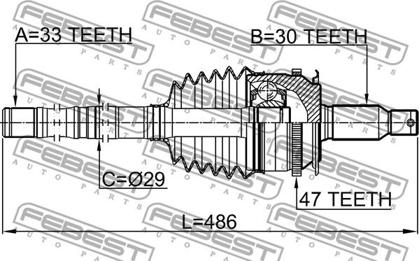 Febest 0414-KB4A47L - Kardan, Pogonska osovina www.molydon.hr