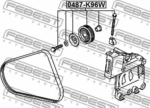 Febest 0487-K96W - Vodeći valjak , klinasti rebrasti remen  www.molydon.hr