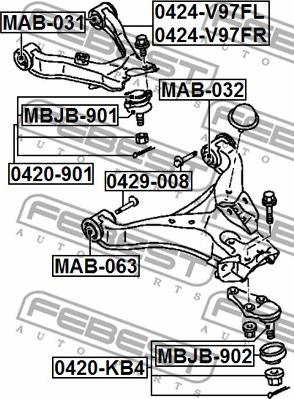 Febest MAB-031 - Selen / Prigušni blok, Ovjes kotača www.molydon.hr