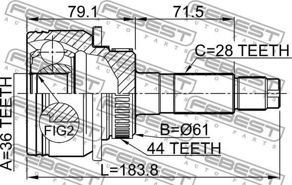 Febest 0510-BT50A44 - Kardan, Pogonska osovina www.molydon.hr