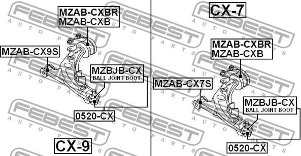 Febest MZAB-CXBR - Selen / Prigušni blok, Ovjes kotača www.molydon.hr