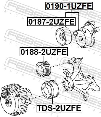 Febest 0190-1UZFE - Natezač remena, klinasti rebrasti remen  www.molydon.hr