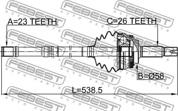 Febest 0114-ZZE120A48LH - Kardan, Pogonska osovina www.molydon.hr