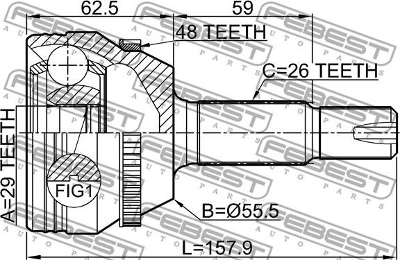 Febest 0110-ZZE132A48 - Kardan, Pogonska osovina www.molydon.hr