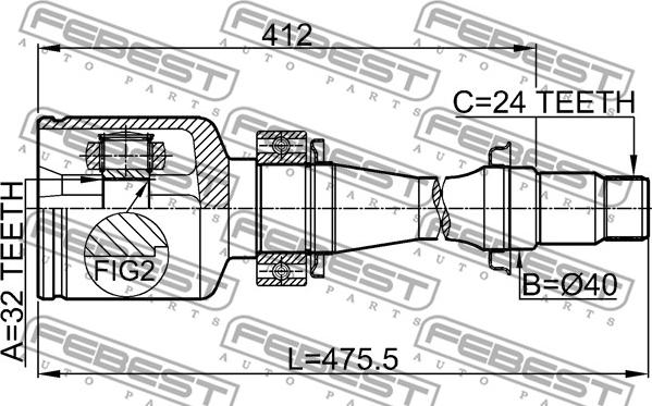 Febest 0111-CDT220RH - Kardan, Pogonska osovina www.molydon.hr