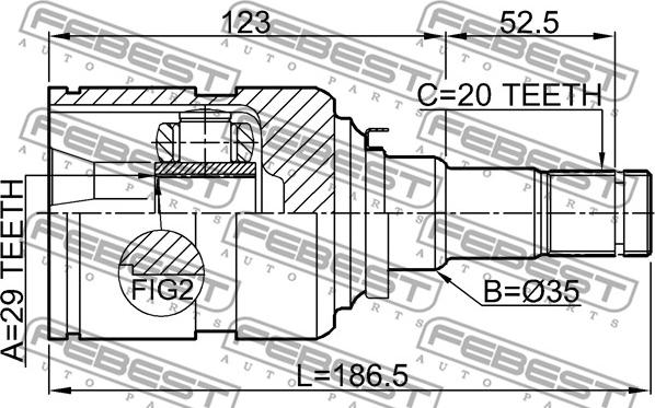 Febest 0111-ZZE132LH - Kardan, Pogonska osovina www.molydon.hr