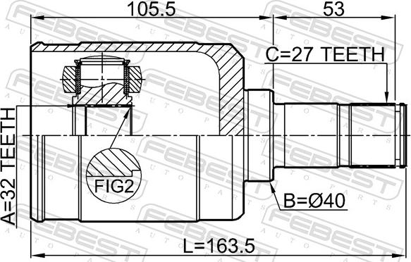 Febest 0311-RW24LH - Kardan, Pogonska osovina www.molydon.hr