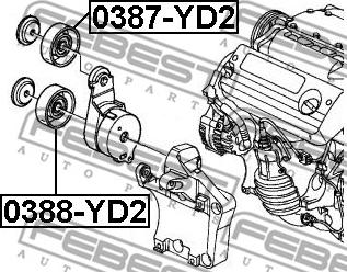 Febest 0387-YD2 - Vodeći valjak , klinasti rebrasti remen  www.molydon.hr