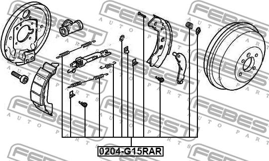 Febest 0204-G15RAR-KIT - Komplet pribora, kočione papuce rucne kočnice www.molydon.hr