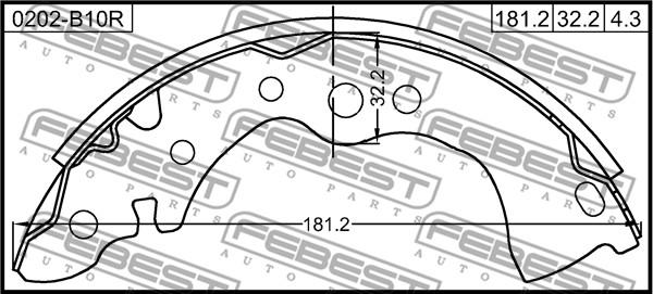 Febest 0202-B10R - Komplet kočnica, bubanj kočnice www.molydon.hr