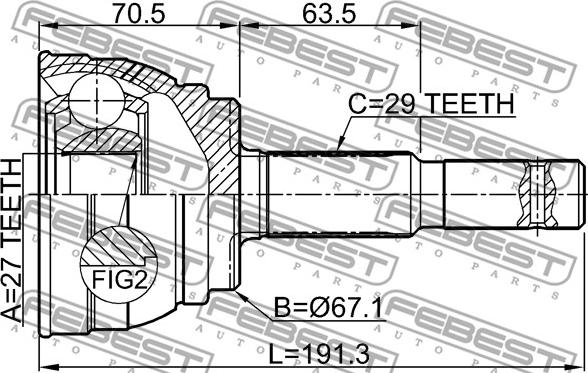 Febest 0210-S50R - Kardan, Pogonska osovina www.molydon.hr