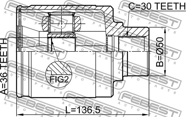 Febest 0211-Z50RH - Kardan, Pogonska osovina www.molydon.hr