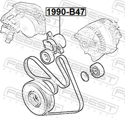 Febest 1990-B47 - Natezač remena, klinasti rebrasti remen  www.molydon.hr