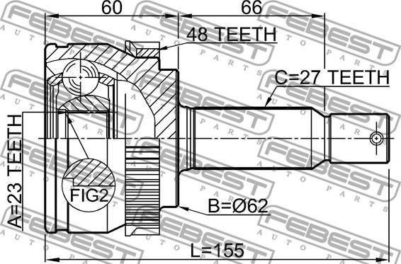 Febest 1210-TUC20A48 - Kardan, Pogonska osovina www.molydon.hr