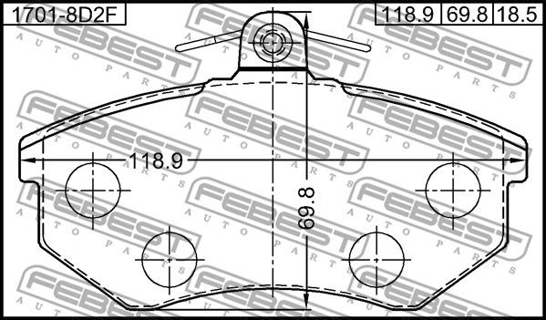 Febest 1701-8D2F - Komplet Pločica, disk-kočnica www.molydon.hr