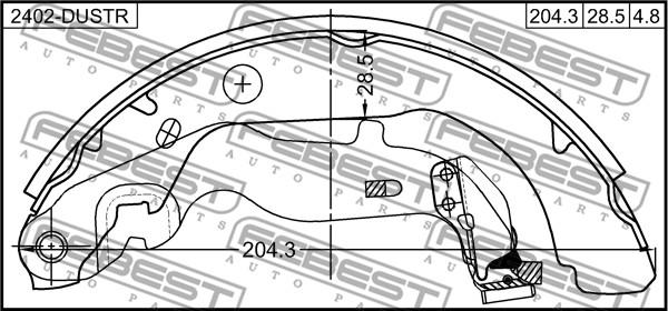 Febest 2402-DUSTR - Komplet kočnica, bubanj kočnice www.molydon.hr