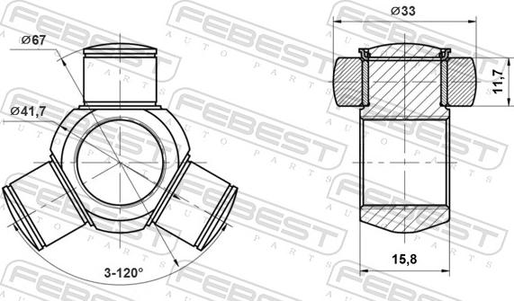 Febest 2516-C4B7 - Trostrani Ležaj, Pogonska osovina www.molydon.hr