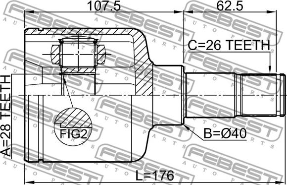 Febest 2111-CA220LH - Kardan, Pogonska osovina www.molydon.hr