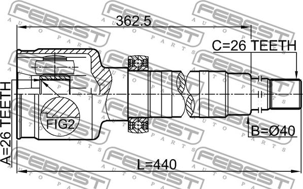 Febest 2111-FY26RH - Kardan, Pogonska osovina www.molydon.hr