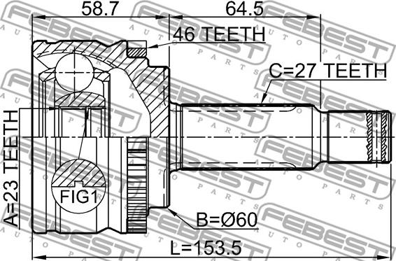 Febest 2210-CD20A46 - Kardan, Pogonska osovina www.molydon.hr