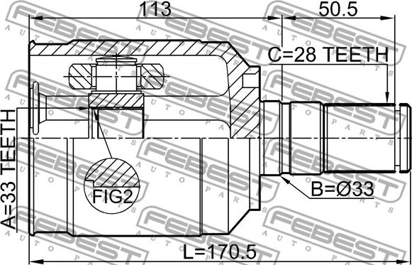 Febest 2211-XM12LH - Kardan, Pogonska osovina www.molydon.hr