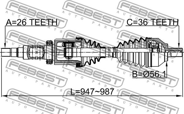 Febest 2714-S40RH - Pogonska osovina www.molydon.hr