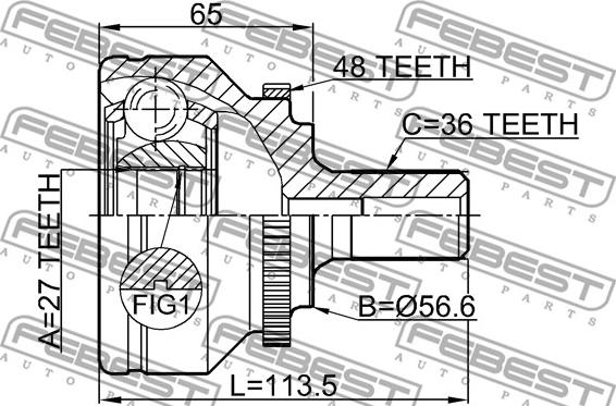 Febest 2710-V70A48 - Kardan, Pogonska osovina www.molydon.hr