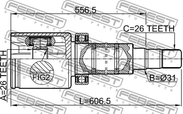 Febest 2711-V70ATTRH - Kardan, Pogonska osovina www.molydon.hr