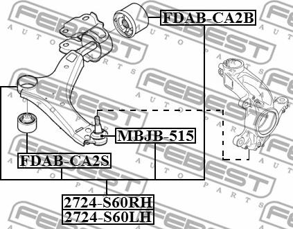 Febest 2724-S60RH - Rame, Nezavisna poluga za ovjes kotača www.molydon.hr