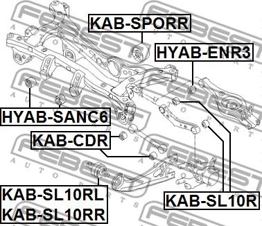 Febest KAB-SL10RL - KIA SPORTAGE 10-, HYUNDAI IX35/TUCSON 10MY 09- /REAR CONTROL BAR, LEFT BUSHING/ www.molydon.hr
