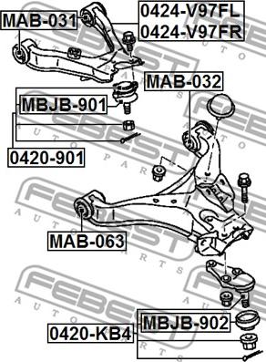 Febest MBJB-901 - Set za popravak, gornja/donja kugla www.molydon.hr