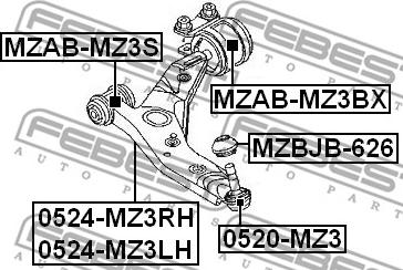 Febest MZAB-MZ3BX - Selen / Prigušni blok, Ovjes kotača www.molydon.hr