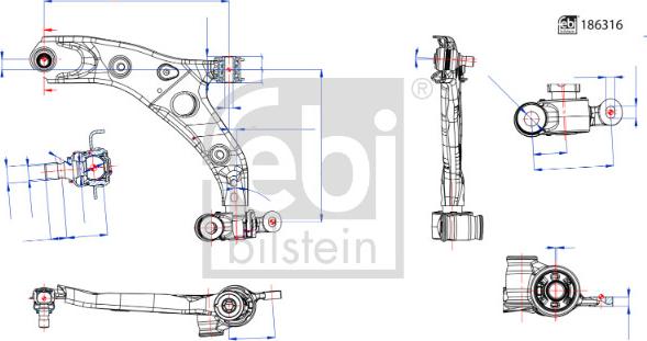 Febi Bilstein 186316 - Rame, Nezavisna poluga za ovjes kotača www.molydon.hr