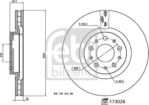 Febi Bilstein 173028 - Kočioni disk www.molydon.hr